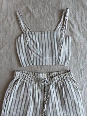 Stradivarius linen Striped crop top and pants